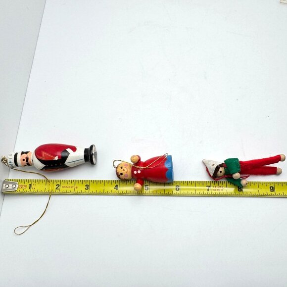 Hand-Painted Vtg Wooden Christmas Ornaments Set Of 15 Figurines Mid-Century - Picture 2 of 16